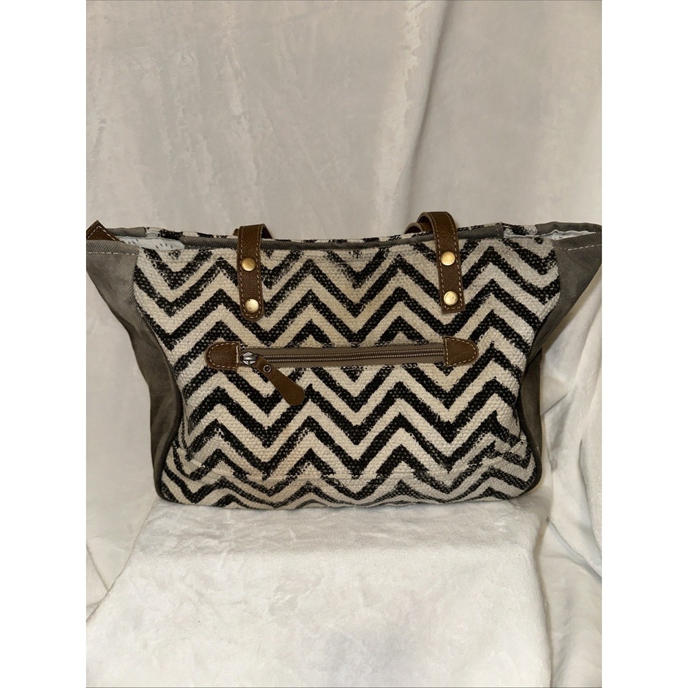 Myra Bag Shoulder Purse Womens Hair On Hide Boho Bag Canvas Zipper Closure - Picture 3 of 10